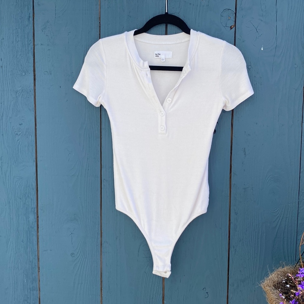 by the way. White Button Down bodysuit